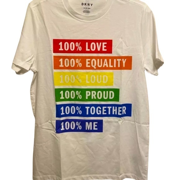 DKNY T-shirt rainbow pride shirt tee white NWT Sz XS